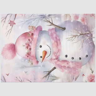 Snowman with Pink Hat and Scarf Tissue Paper