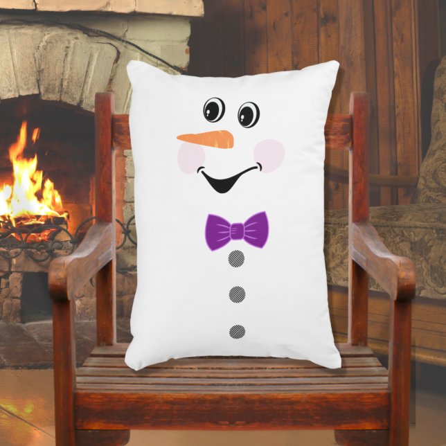  Snowman with Purple Bowtie Black buffalo  Decorative Cushion (Creator Uploaded)