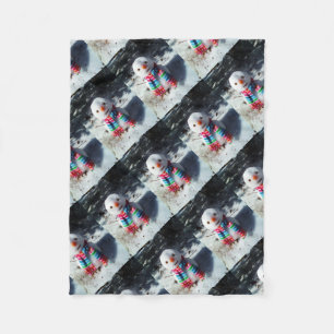 Snowman with Rainbow Scarf Fleece Blanket