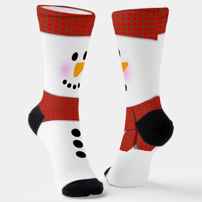 Snowman With Red Scarf Christmas Socks (Angled)