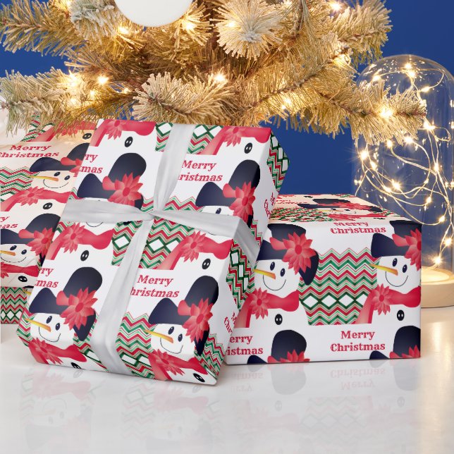 Snowman With Red Wrapping Paper (Holidays)