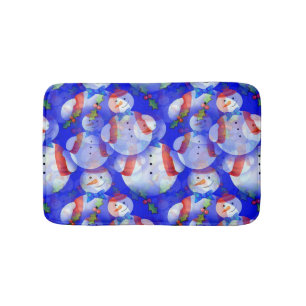 Snowman With Scarf And Hat And Bow Tie Bath Mat