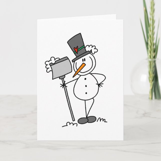 Snowman with Shovel Holiday Card (Front)