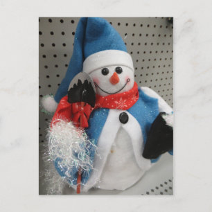 Snowman With Shovel Postcard