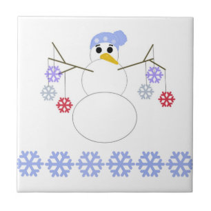 Snowman with Snowflakes Tile