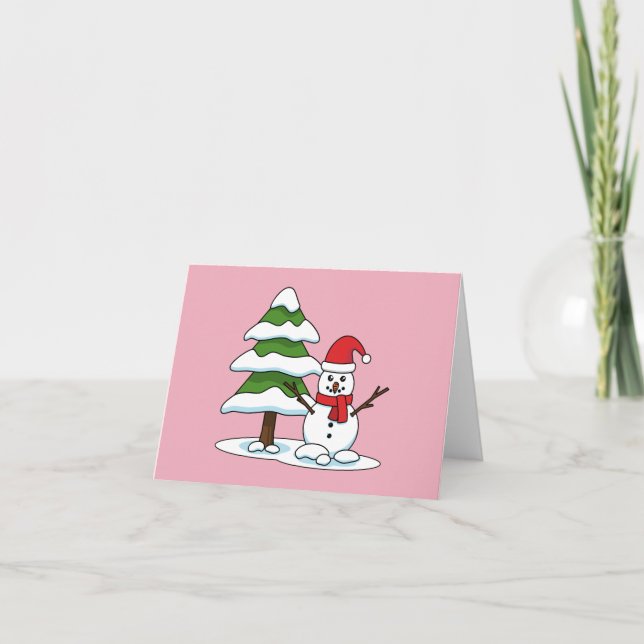Snowman with Snowy Pine Tree Card (Front)