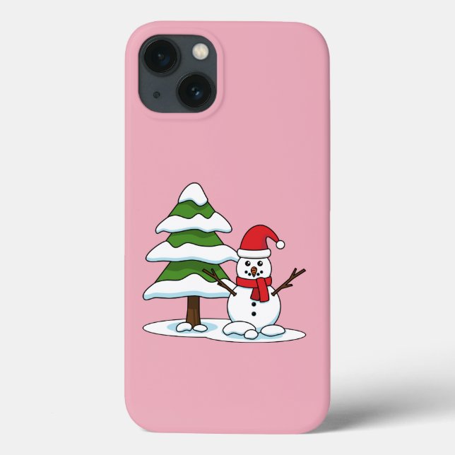 Snowman with Snowy Pine Tree Case-Mate iPhone Case (Back)