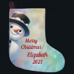 Snowman with top Hat  Large Christmas Stocking<br><div class="desc">Snowman with top Hat Christmas Stocking Personalise</div>