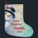 Snowman with top Hat  Large Christmas Stocking<br><div class="desc">Snowman with top Hat Christmas Stocking Personalise</div>