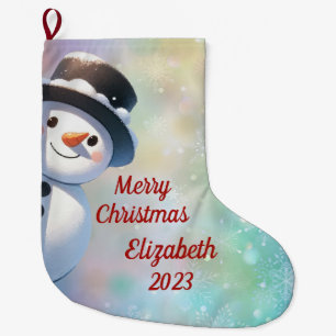 Snowman with top Hat  Large Christmas Stocking