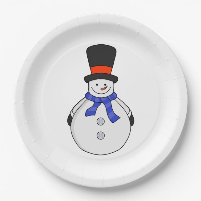 Snowman with top hat paper plate (Front)