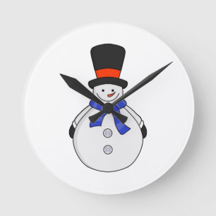 Snowman with top hat round clock