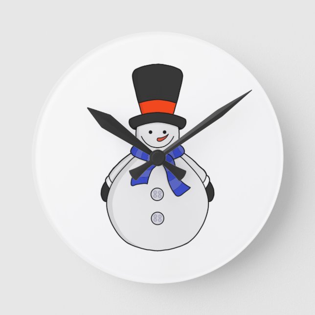 Snowman with top hat round clock (Front)