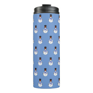 Snowman with top hat thermal tumbler