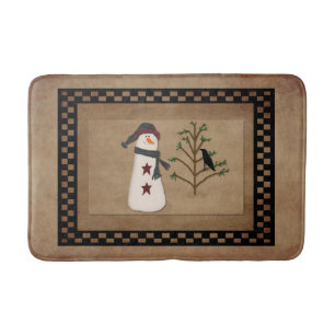 Snowman With Tree Bath Mat