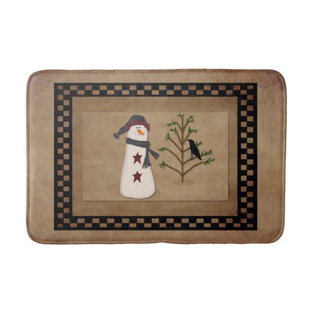 Snowman With Tree Bath Mat (Front)