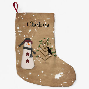 Snowman With Tree Christmas Stocking