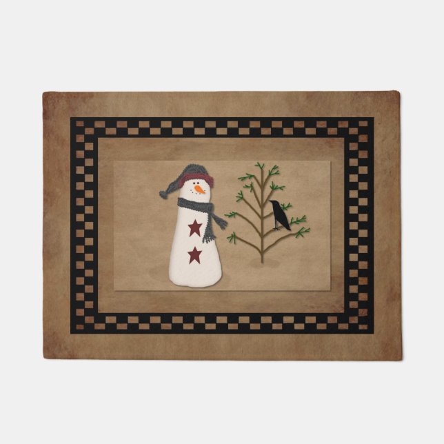 Snowman With Tree Door Mat (Front)
