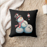 Snowman With Wine Christmas Funny Xmas Gift Cushion<br><div class="desc">Snowman With Wine Christmas Funny Xmas Gift</div>
