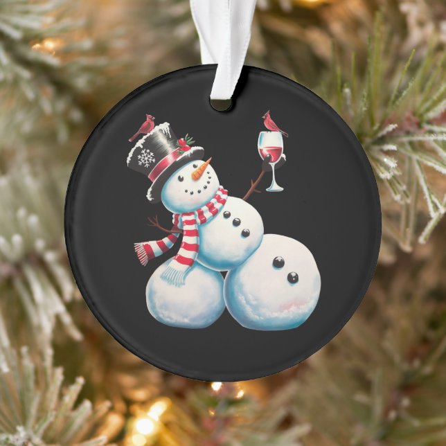 Snowman With Wine Christmas Funny Xmas Gift Ornament (Tree)