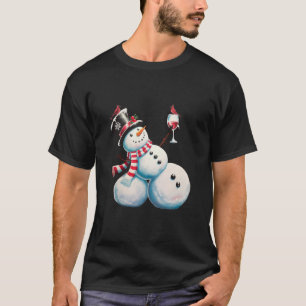 Snowman With Wine Christmas Funny Xmas Gift T-Shirt