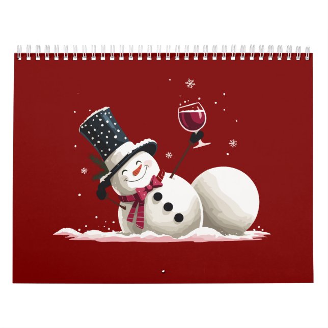 Snowman With Wine Christmas Gift Xmas Holiday  Calendar (Cover)