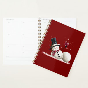 Snowman With Wine Christmas Gift Xmas Holiday  Planner