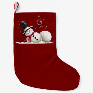 Snowman With Wine Christmas Gift Xmas Holiday Small Christmas Stocking