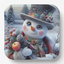 Snowman with Winter Bouquet, Christmas, Author Na
