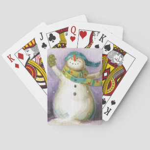 Snowman with Winter Mittens Playing Cards