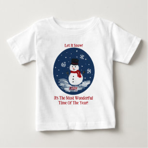 Snowman Wonderful Time Year PERSONALIZE  Baby T-Shirt