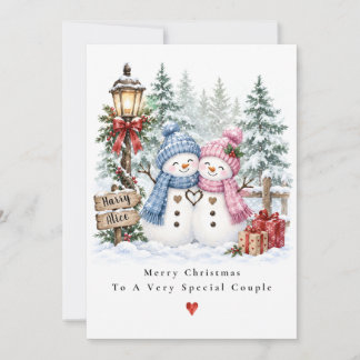 Snowman Xmas Personalised Special Couple Christmas Holiday Card