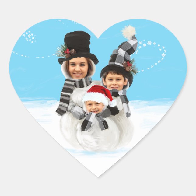 Snowman yourself personalised snowman heart sticker (Front)