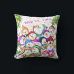 Snowmans Christmas Throw Pillow Gifts<br><div class="desc">Happy Snowmans Merry Christmas Party Funny Drawing Cartoon Snowman Celebration - Choose / Add Your Unique Text / Font / Color - Make Your Special Gift - Resize and move or remove and add elements / image with customization tool ! - Drawing and Design by MIGNED. You can also transfer...</div>