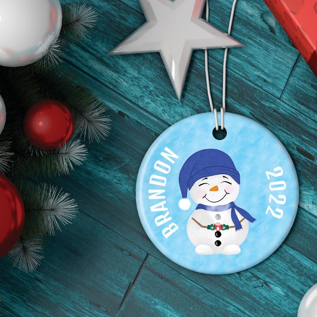 Snowman's Cocoa Delight Christmas Tree Ceramic Ornament (Creator Uploaded)