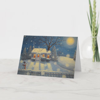 Snowman's Cottage Holiday Card