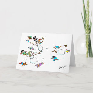 Snowman's Holiday Fight Greeting Card