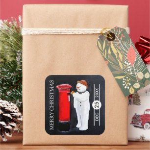 Snowman's Letter to Santa Christmas Square Sticker