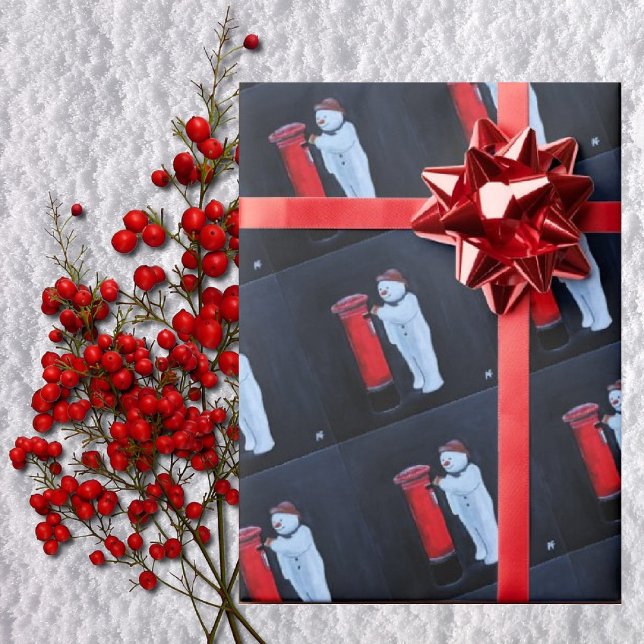 Snowman's Letter to Santa Painting by Alfred Fox Wrapping Paper (Creator Uploaded)