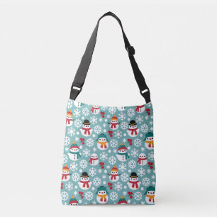 Snowmans & Snowflakes Seamless Pattern Crossbody Bag
