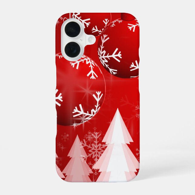 Snowmans & Snowflakes Seamless Pattern iPhone 16 Case (Back)