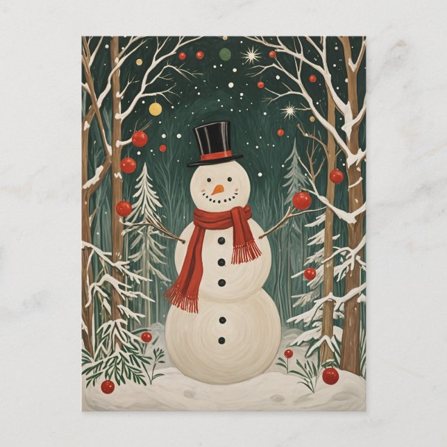 Snowman's Winter Dream Holiday Postcard (Front)