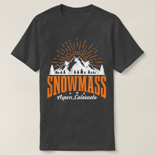 Snowmass Aspen Colorado Ski Mountain Skiing Snowbo T-Shirt (Design Front)