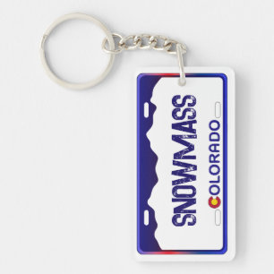 Snowmass Colorado blue license plate keychain