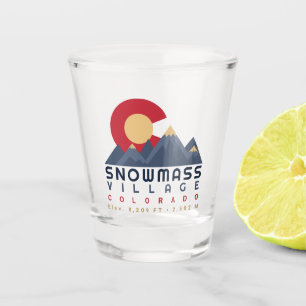 Snowmass Colorado Flag Retro Sunset Ski Souvenirs Shot Glass