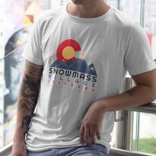 Snowmass Colorado Flag Retro Sunset Ski Souvenirs T-Shirt