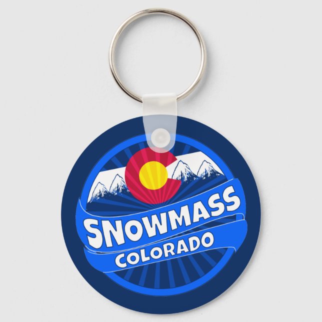 Snowmass Colorado mountain burst keychain (Front)