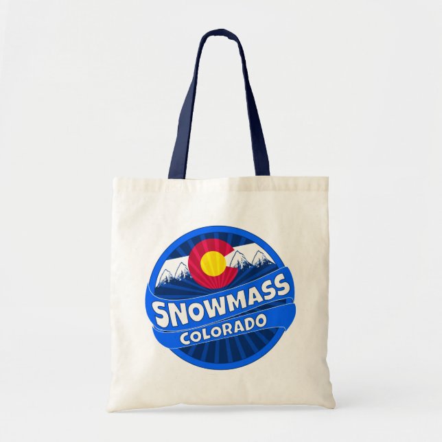 Snowmass Colorado mountain burst tote bag (Front)