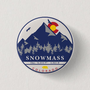 Snowmass Colorado Retro Sunset Ski Souvenirs 3 Cm Round Badge
