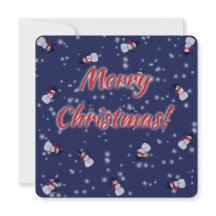 Snowmen and Glowing Snow Square Holiday Card
